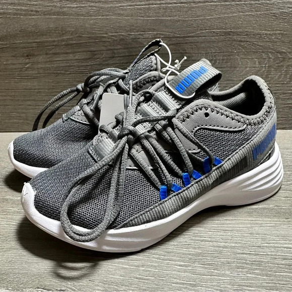 PUMA SoftFoam Grippy Optimal Comfort Grey & Blue Sneakers Child Size 11C NWT - Picture 1 of 9